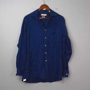 Michael Kors Men's Non Iron Blue Long Sleeve Button Down Shirt